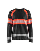 Highvis pitkähihainen t-paita Musta/Huomio punainen - Suomen Brodeeraus
