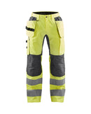 Highvis riipputaskuhousut stretch Huomio keltainen/Grafiitinharmaa - Suomen Brodeeraus