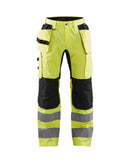 Highvis riipputaskuhousut stretch Huomio keltainen/Musta - Suomen Brodeeraus