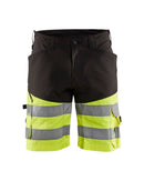 Highvis shortsit stretch Musta/Huomio keltainen - Suomen Brodeeraus