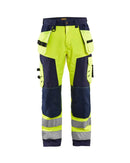 Highvis softshell riipputaskuhousut Huomio keltainen/Mariininsininen - Suomen Brodeeraus