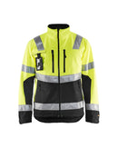 Highvis softshelltakki Huomio keltainen/Musta - Suomen Brodeeraus