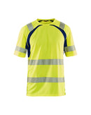 Highvis t-paita, UV-suoja Huomio keltainen/Mariininsininen - Suomen Brodeeraus