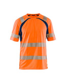Highvis t-paita, UV-suoja Huomio oranssi/Mariininsininen - Suomen Brodeeraus