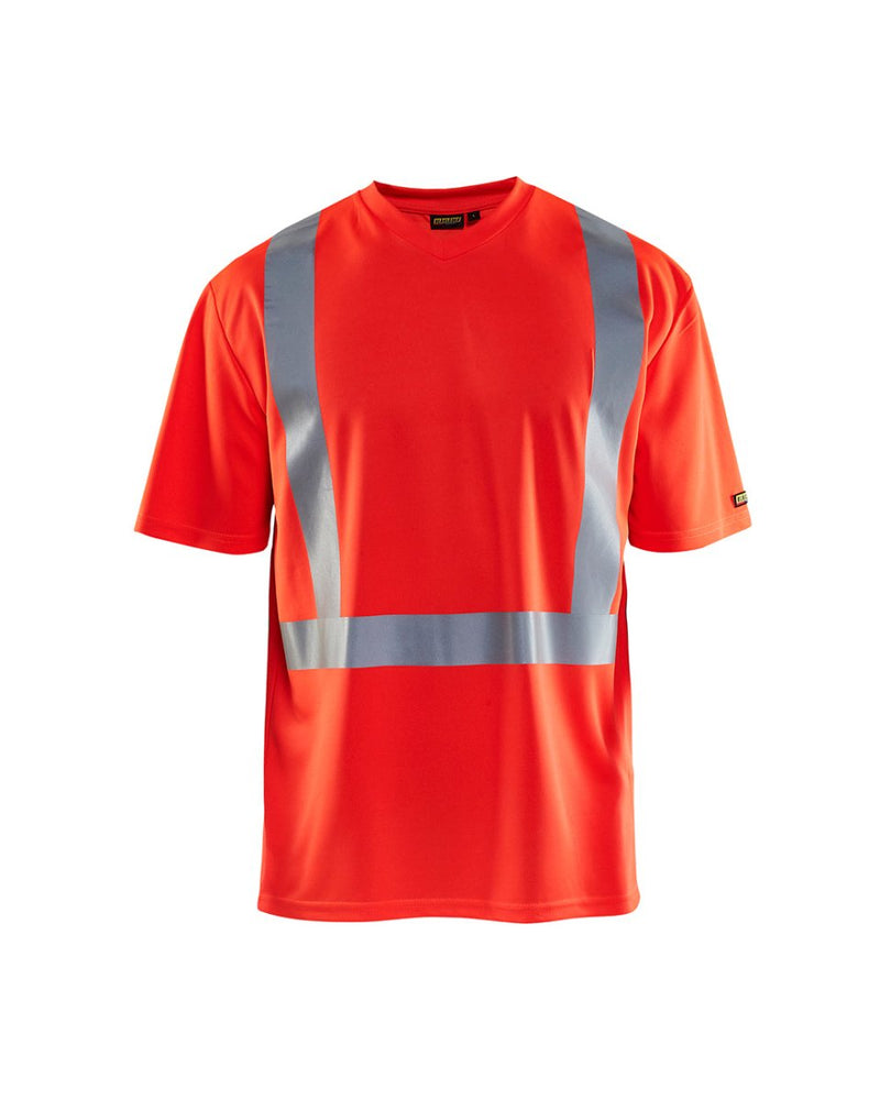 Highvis t-paita, UV-suoja Huomio punainen - Suomen Brodeeraus