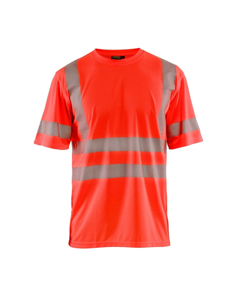 Highvis t-paita, UV-suoja Huomio punainen - Suomen Brodeeraus