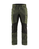 Housut Stretch Army green/Musta - Suomen Brodeeraus