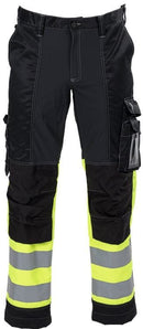 Housut Stretch HiVis 3.0 Musta/Keltainen - Suomen Brodeeraus