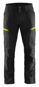 Housut stretch Musta/Huomio keltainen - Suomen Brodeeraus