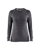 Naisten aluspaita WARM, 100% merinovilla Grafiitinharmaa/Musta - Suomen Brodeeraus