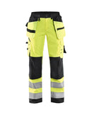 Naisten highvis softshell riipputaskuhousut Huomio keltainen/Musta - Suomen Brodeeraus