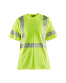 Naisten highvis t-paita, UV-suoja Huomio keltainen - Suomen Brodeeraus