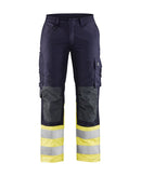 Naisten multinorm housut luontainen palosuojaus Mariininsininen/Huomio keltainen - Suomen Brodeeraus