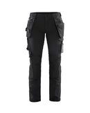 Naisten riipputaskuhousut 4-way-stretch Musta/Tumman harmaa - Suomen Brodeeraus