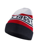 Neulottu pipo Mariininsininen/Punainen - Suomen Brodeeraus