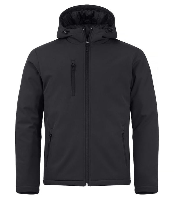 Padded Hoody Softshell Black - Suomen Brodeeraus