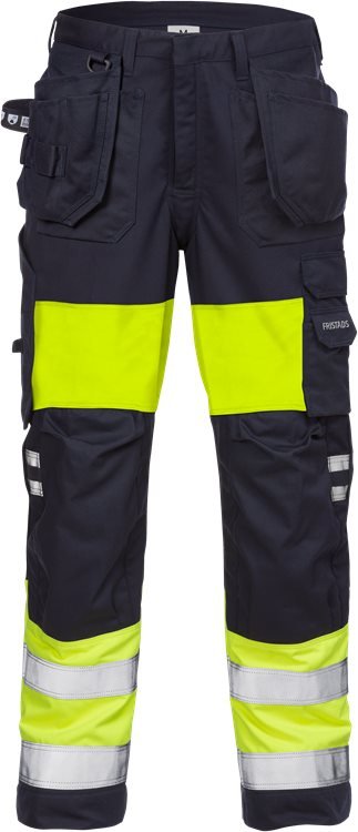 Palosuojattu Flamestat High Vis housut naisten lk 1 2777 ATHS Hi-Vis Yellow/Navy - Suomen Brodeeraus