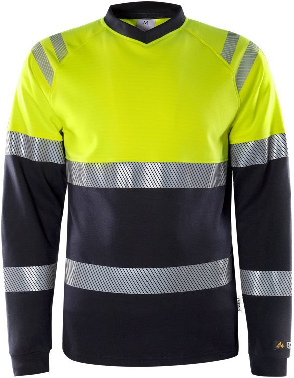 Palosuojattu flamestat high vis pitkähihainen t-paita LK 1 7107 TFL Hi-Vis Yellow/Navy - Suomen Brodeeraus