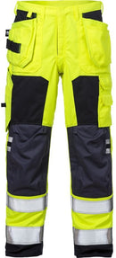 Palosuojatut Flamestat high vis rakentajan housut naiset lk.2, 2775 ATHS Hi-Vis Yellow/Navy - Suomen Brodeeraus