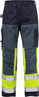 Palosuojatut High Vis housut lk.1 2587 FLAM Hi-Vis Yellow/Navy - Suomen Brodeeraus