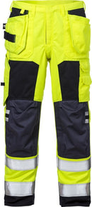 Palosuojatut high vis housut lk2 2075 ATHS Hi-Vis Yellow/Navy - Suomen Brodeeraus