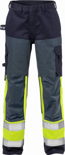 Palosuojatut High Vis housut naisten lk 1 2591 FLAM Hi-Vis Yellow/Navy - Suomen Brodeeraus