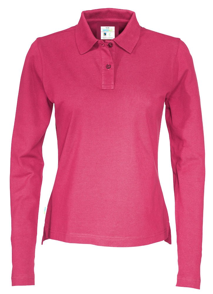 PIQUE LONG SLEEVE LADY (GOTS) DARK CERISE - Suomen Brodeeraus