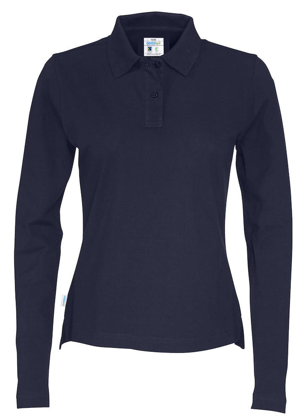 PIQUE LONG SLEEVE LADY (GOTS) NAVY - Suomen Brodeeraus