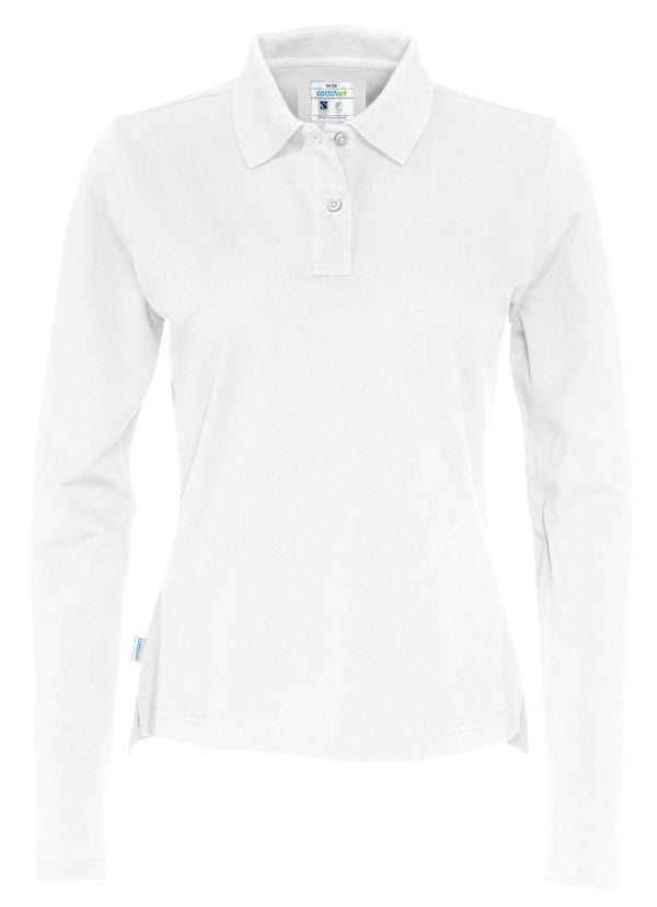 PIQUE LONG SLEEVE LADY (GOTS) WHITE - Suomen Brodeeraus