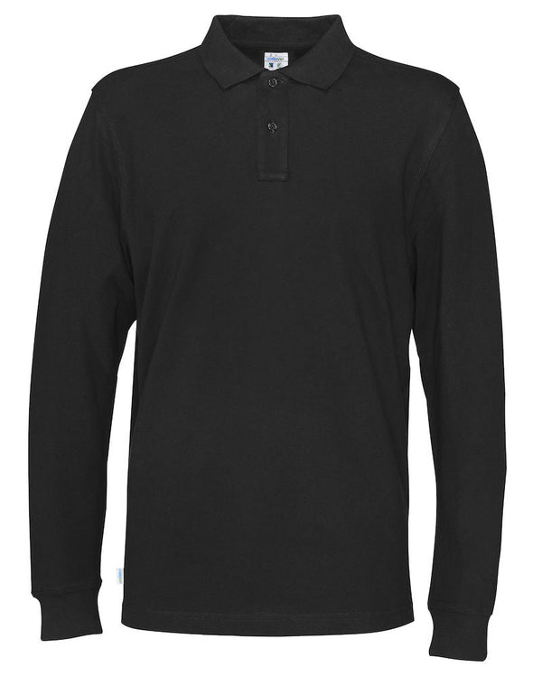 PIQUE LONG SLEEVE MAN (GOTS) BLACK - Suomen Brodeeraus