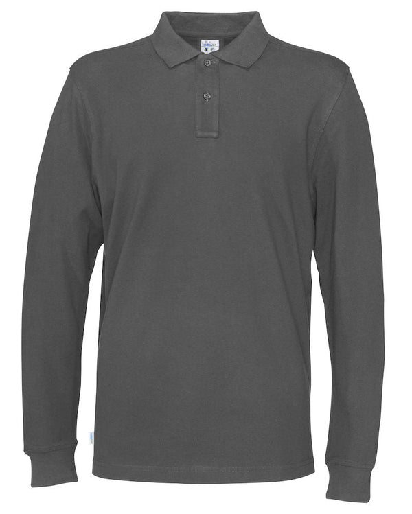 PIQUE LONG SLEEVE MAN (GOTS) CHARCOAL - Suomen Brodeeraus