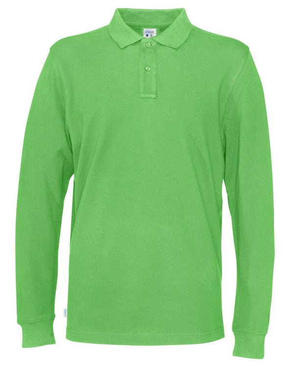 PIQUE LONG SLEEVE MAN (GOTS) GREEN - Suomen Brodeeraus