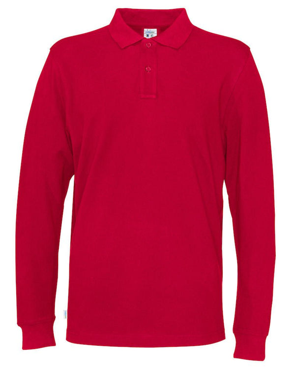 PIQUE LONG SLEEVE MAN (GOTS) RED - Suomen Brodeeraus