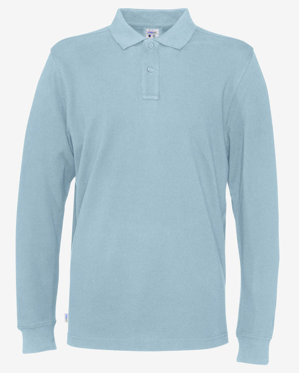 PIQUE LONG SLEEVE MAN (GOTS) SKY BLUE - Suomen Brodeeraus