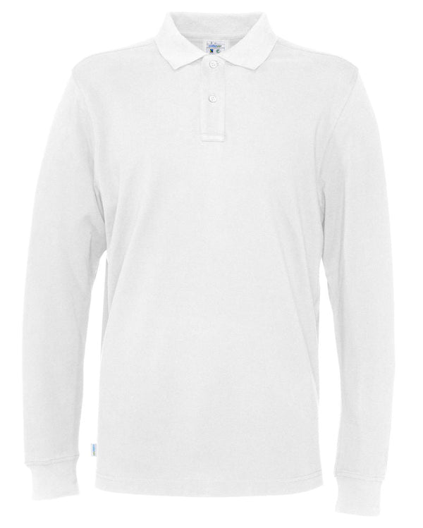 PIQUE LONG SLEEVE MAN (GOTS) WHITE - Suomen Brodeeraus