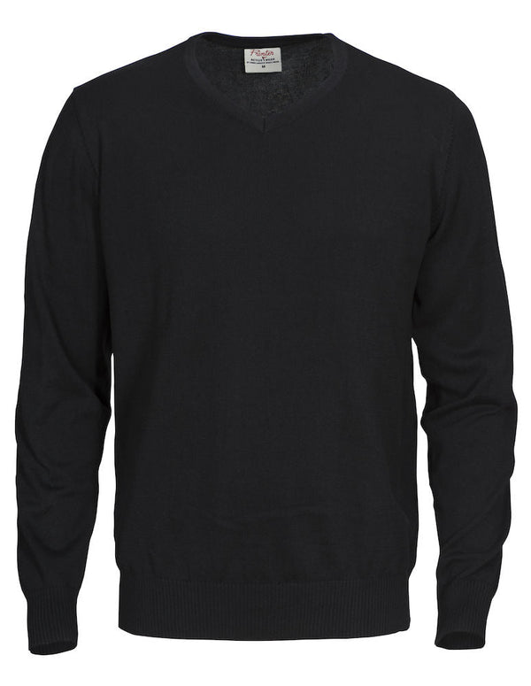 PRINTER Forehand knitted v-neck BLACK - Suomen Brodeeraus