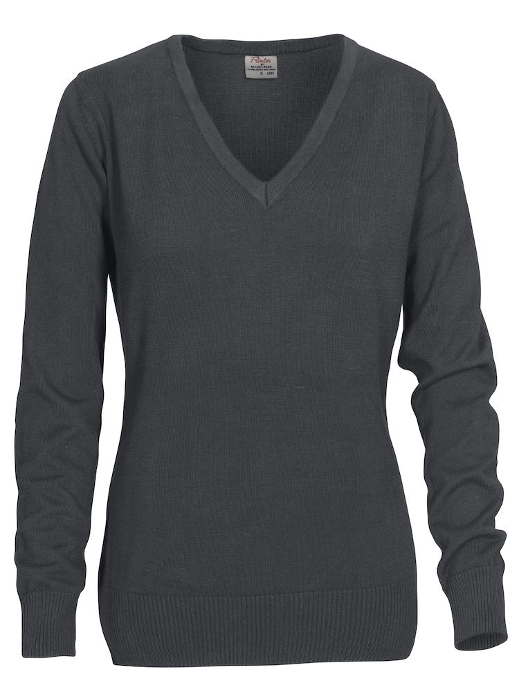 PRINTER Forehand Lady knitted v-neck GREY - Suomen Brodeeraus