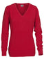 PRINTER Forehand Lady knitted v-neck RED - Suomen Brodeeraus