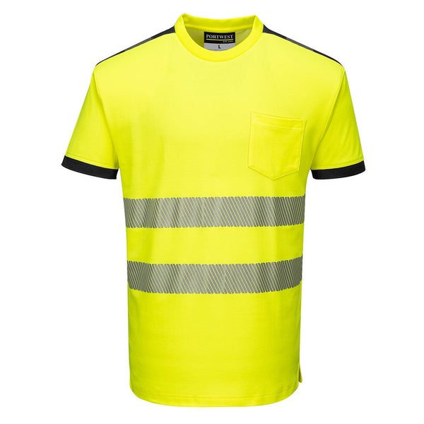 PW3 Hi-Vis T-paita Kelta/musta - Suomen Brodeeraus