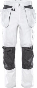 Rakentajan housut, puuvilla 258 BM White - Suomen Brodeeraus