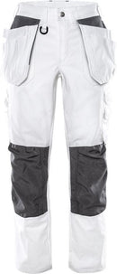 Rakentajan puuvilla housut, naisten 259 BM White - Suomen Brodeeraus