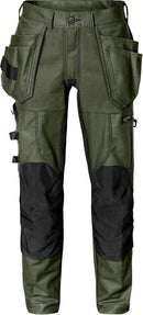 Rakentajan stretch housut 2604 FASG Army Green/Black - Suomen Brodeeraus