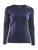 Rush LS Tee Women Navy - Suomen Brodeeraus