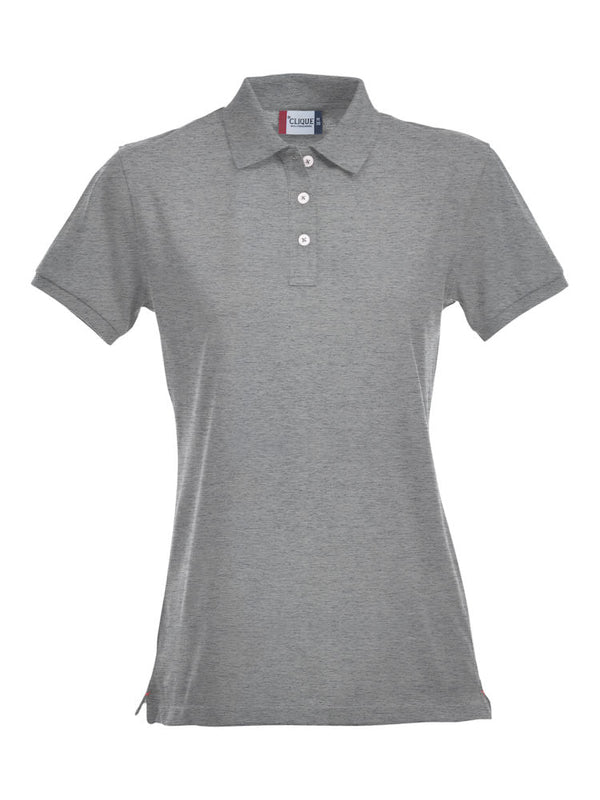 Strech Premium polo women Grey melange - Suomen Brodeeraus