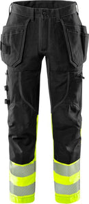 Stretch housut LK 1 2608 FASG Hi-Vis Yellow/Black - Suomen Brodeeraus