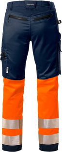 Stretch huomiohousut naisten lk 1 2708 PLU Hi-Vis Orange/Navy - Suomen Brodeeraus