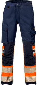 Stretch huomiohousut naisten lk 1 2708 PLU Hi-Vis Orange/Navy - Suomen Brodeeraus