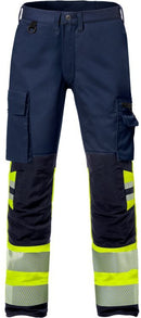 Stretch huomiohousut naisten lk 1 2708 PLU Hi-Vis Yellow/Navy - Suomen Brodeeraus