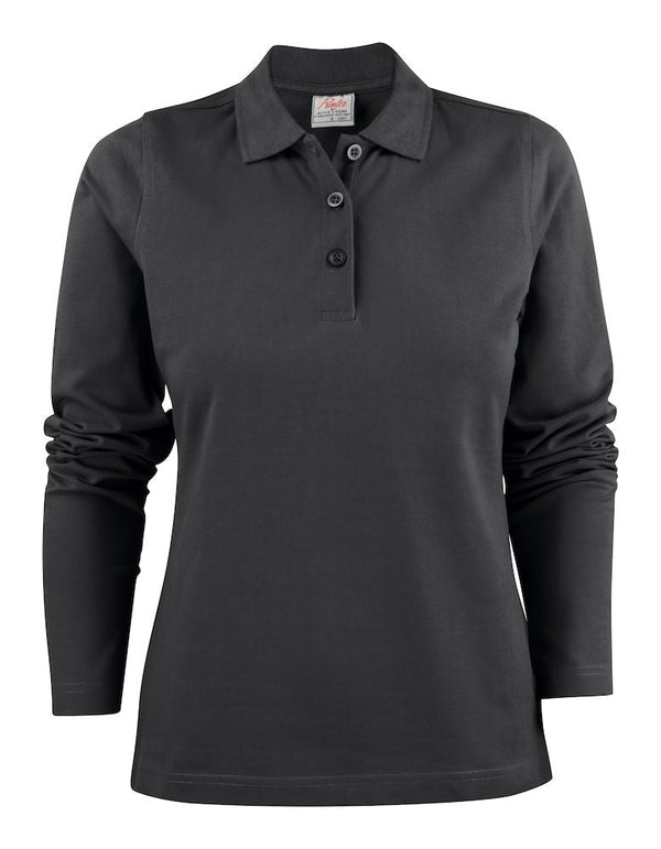 Surf lady polo pique L/S Black - Suomen Brodeeraus