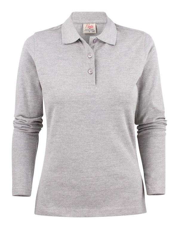 Surf lady polo pique L/S greymel - Suomen Brodeeraus